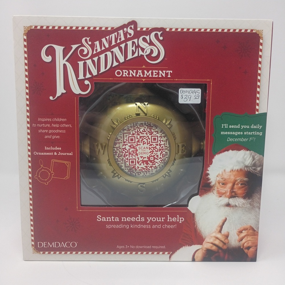Demdaco Santa's Kindness Ornament & Journal Set Gold Compass QR Code NEW P2
